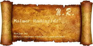 Malmer Radiszló névjegykártya